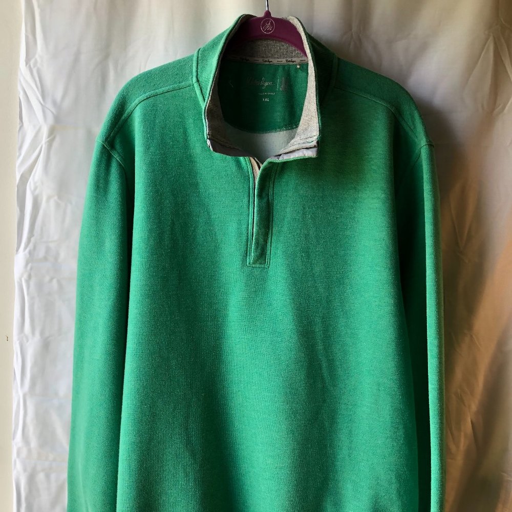 Walter Hagen, XXL, cotton/spandex blend, pullover, 1/4 zip, light washed green